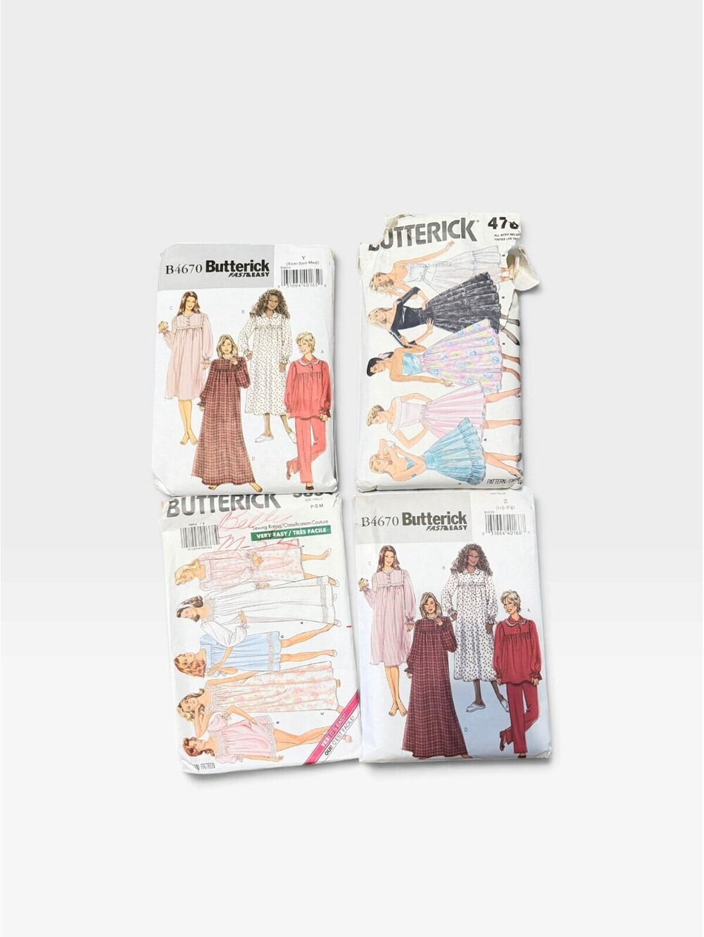 Vintage Butterick Sewing Patterns Lot of 4 Women’s Dresses Nightgowns B4670